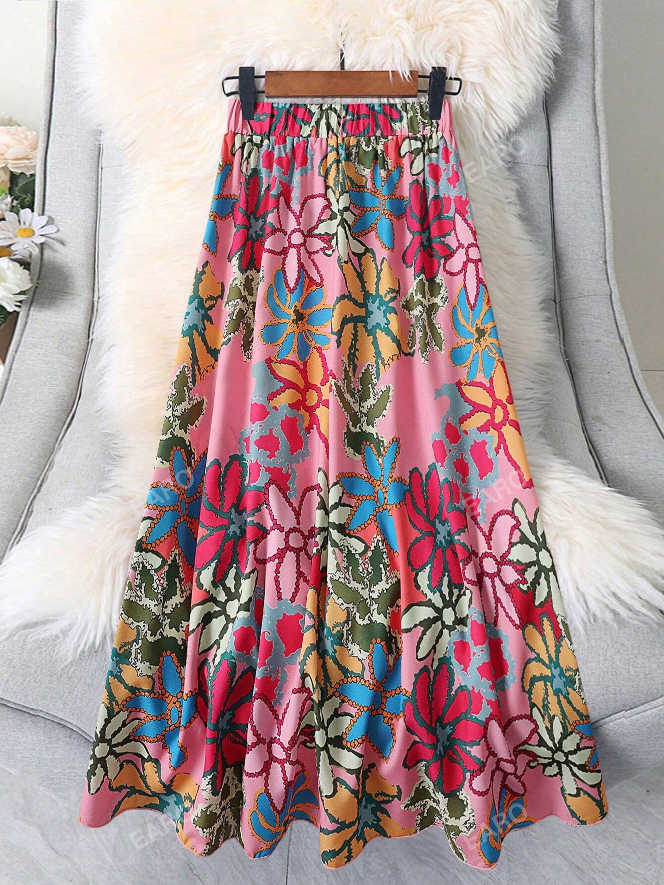 Women's Floral Printed Long Knee-Length Skirt | SHEIN