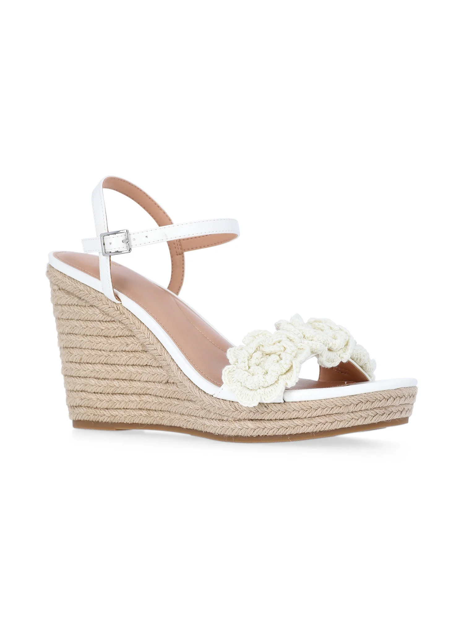 Time and Tru Women's Macrame Flower Espadrille Wedge Sandals | Walmart (US)