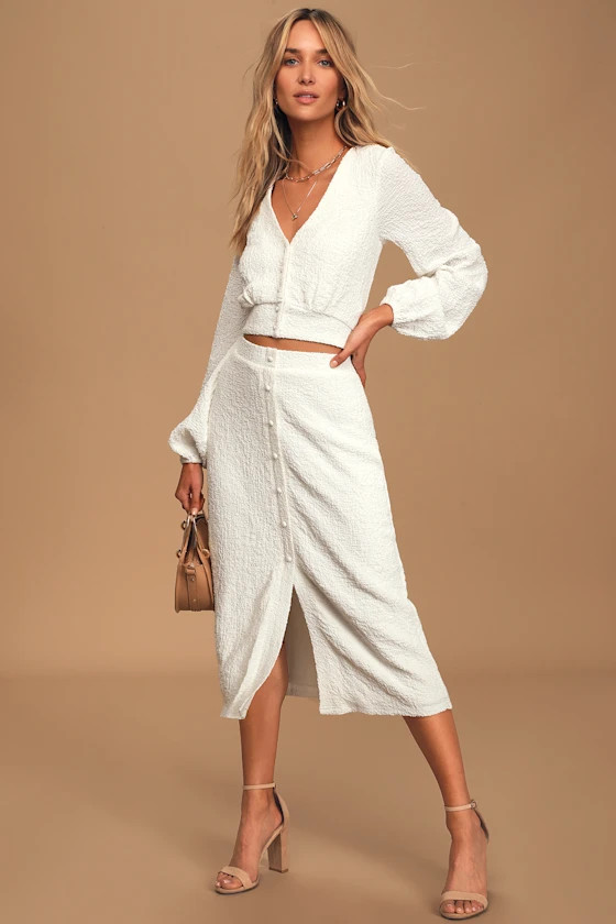 Rules of Romance White Button-Front Midi Skirt | Lulus (US)