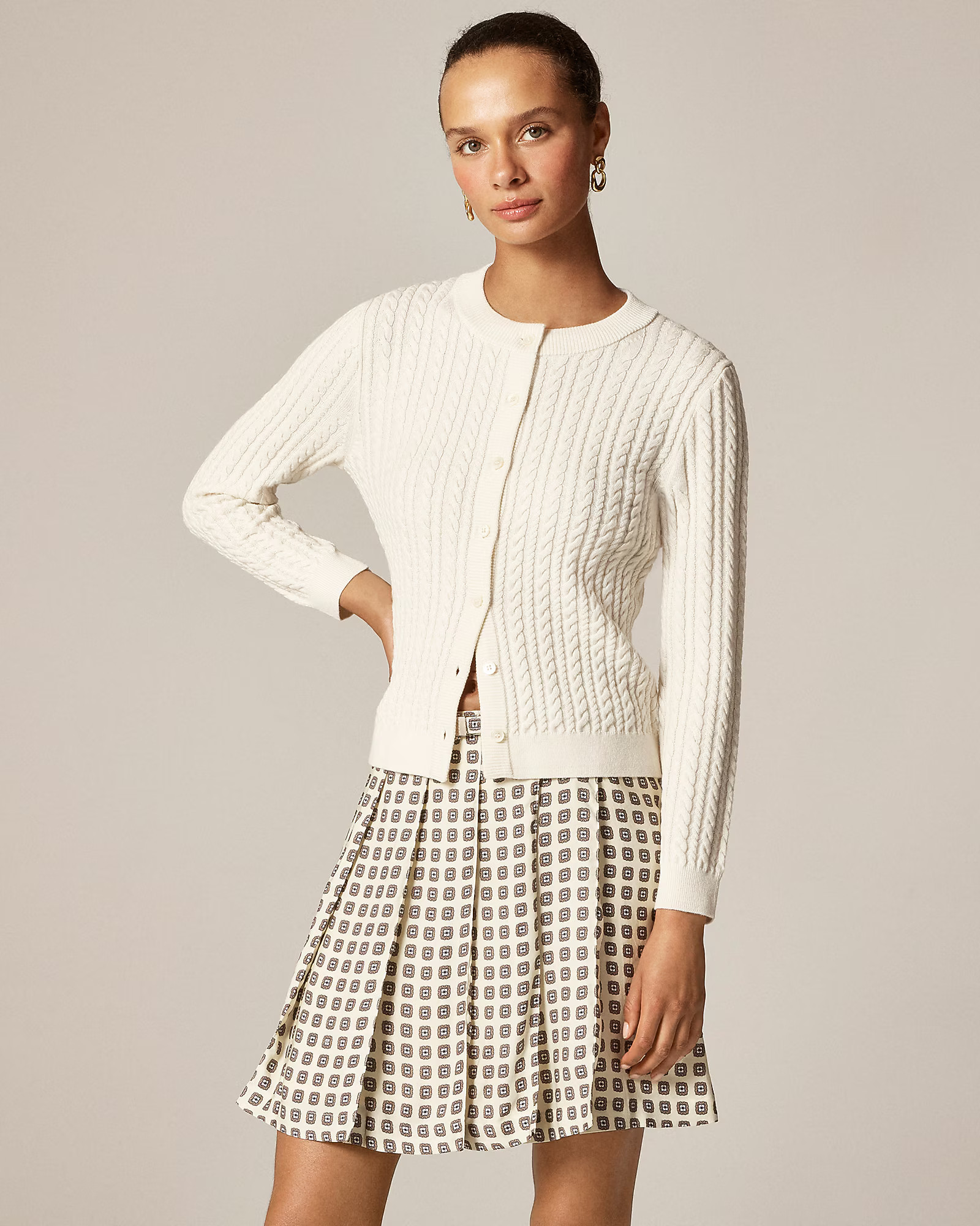Cable-knit crewneck cardigan in merino wool | J. Crew US