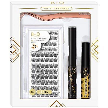 DIY Lash Extension Kit B01 Lash Cluster B&Q DIY Eyelash Extension Kit Individual Lashes Eyelash Clusters with Mascara Brush Eyelash Glue Remover Lash Applicators for DIY Eyelashes Extensions (Kit B01) | Walmart (US)