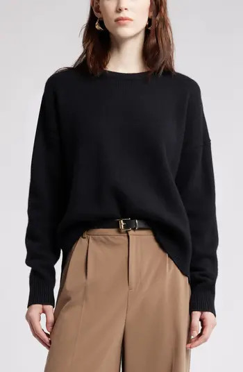 Crewneck Side Slit Wool & Cashmere Sweater | Nordstrom