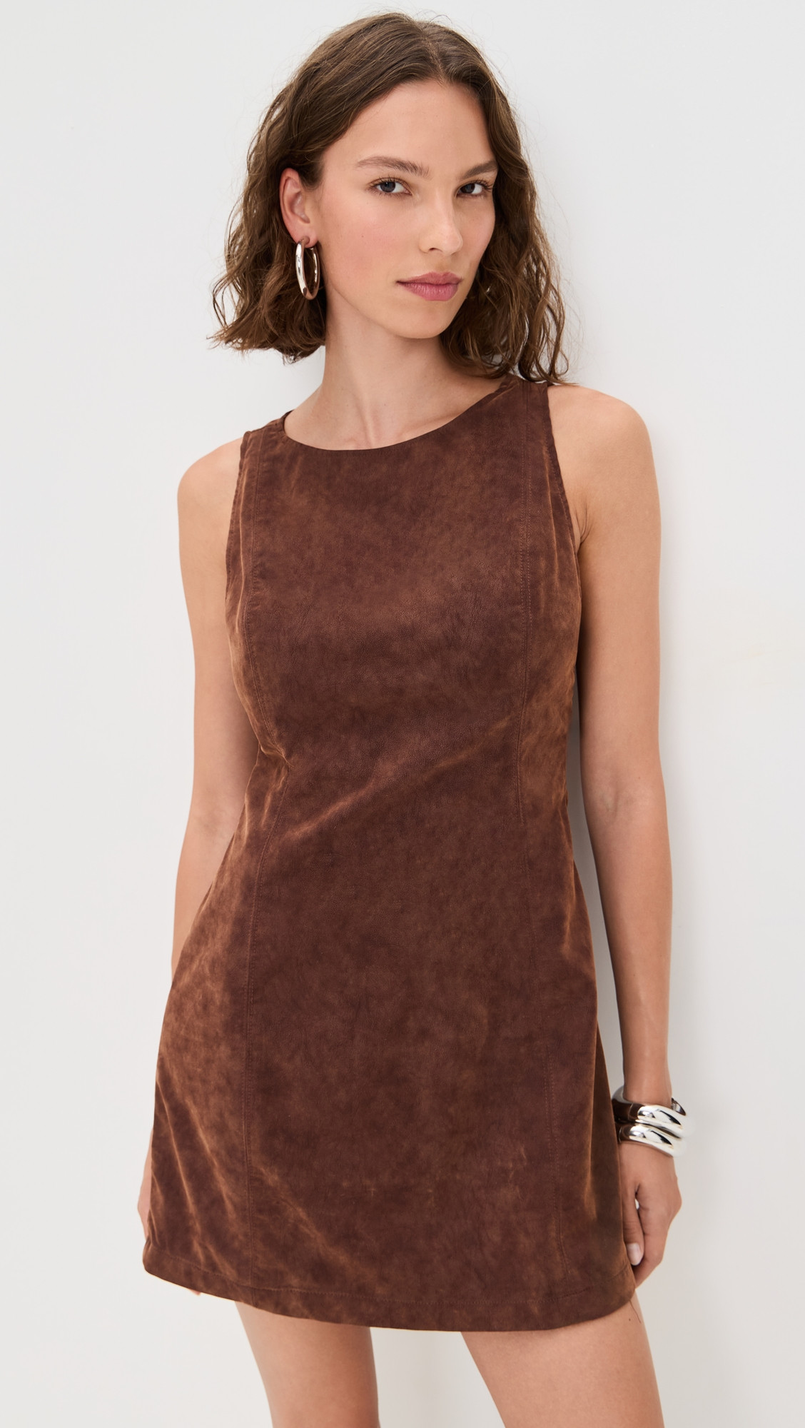 Free People Atlas Faux Suede Mini Dress Chicory Coffee XL | Shopbop