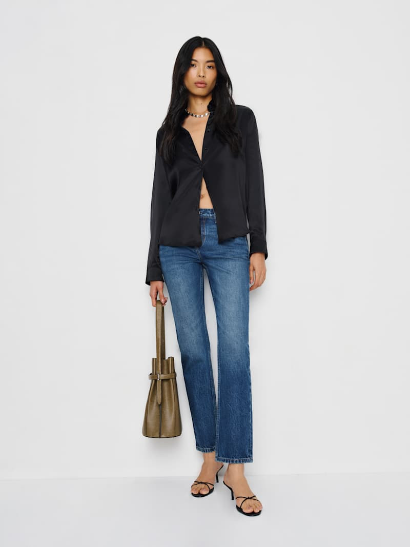 Luca Stretch Low Rise Slim Straight Cropped Jeans | Reformation (Global)