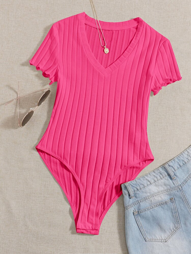 SHEIN Unity Lettuce Trim Rib Knit Bodysuit
       
              
              $8.99        
   ... | SHEIN