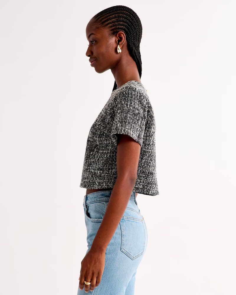 Tweed Woven Tee | Abercrombie & Fitch (US)