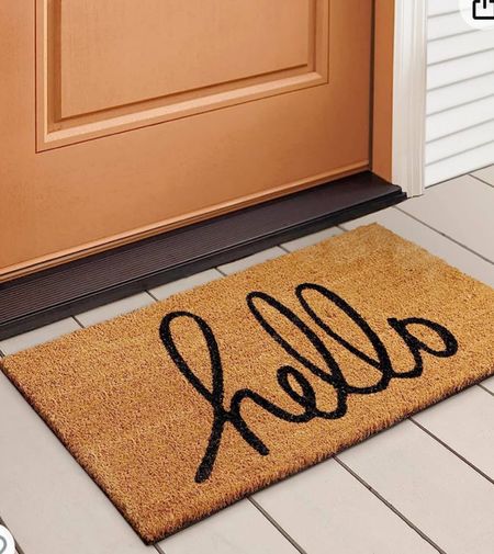 Front door fall door mat! Later this hello front doormat with a tan gingham oversized rug and create the perfect update to your porch this Fall! #fall #falldecor #doormat #frontdoor #hellodoormat

#LTKhome #LTKSeasonal #LTKunder50