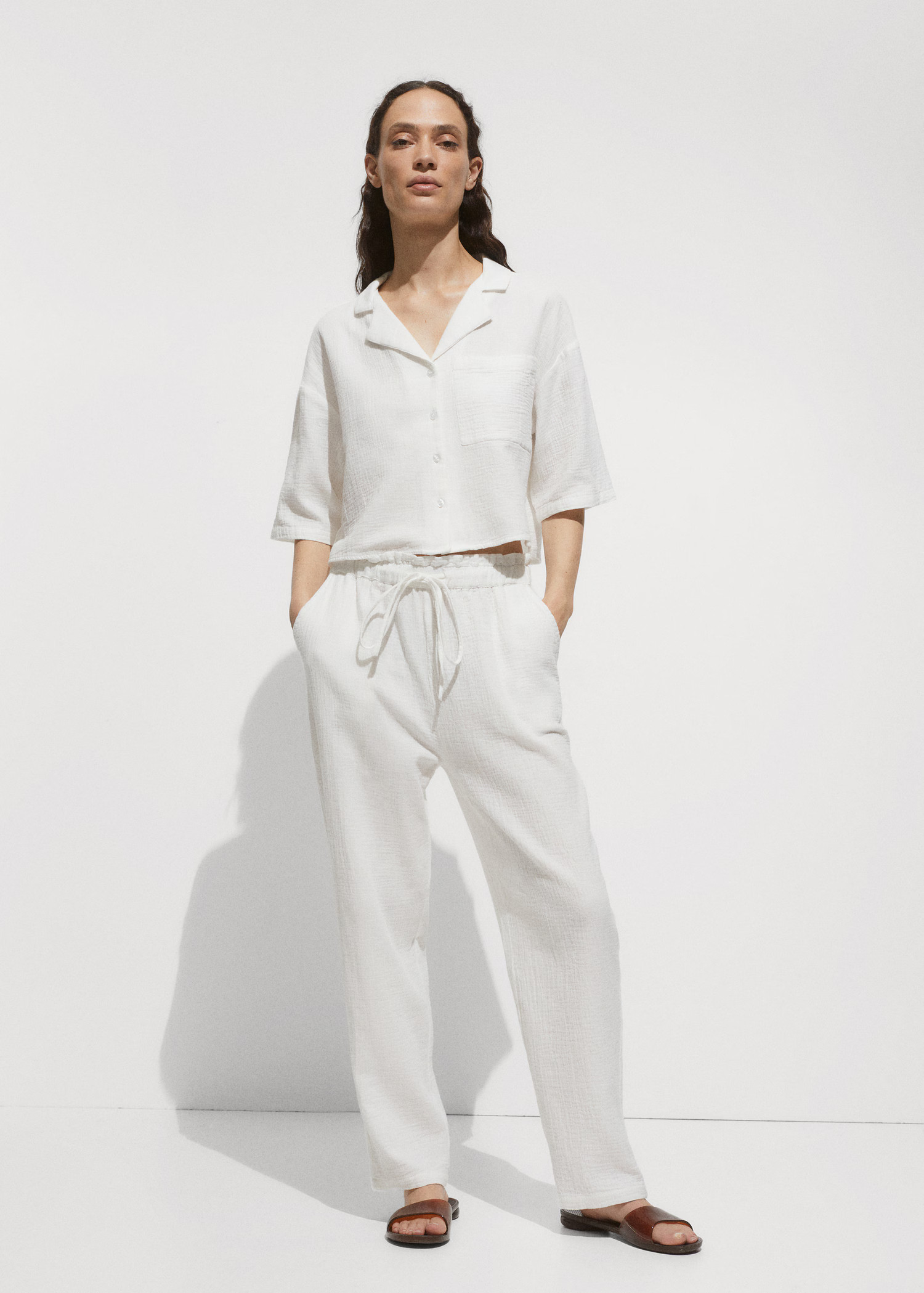 Short sleeved cotton shirt | MANGO (US)