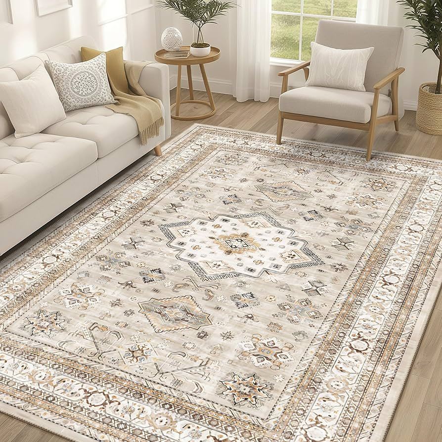 Vintage Living Room Area Rug 5x7 - Large Soft Washable Oriental Traditional Distressed Farmhouse ... | Amazon (US)