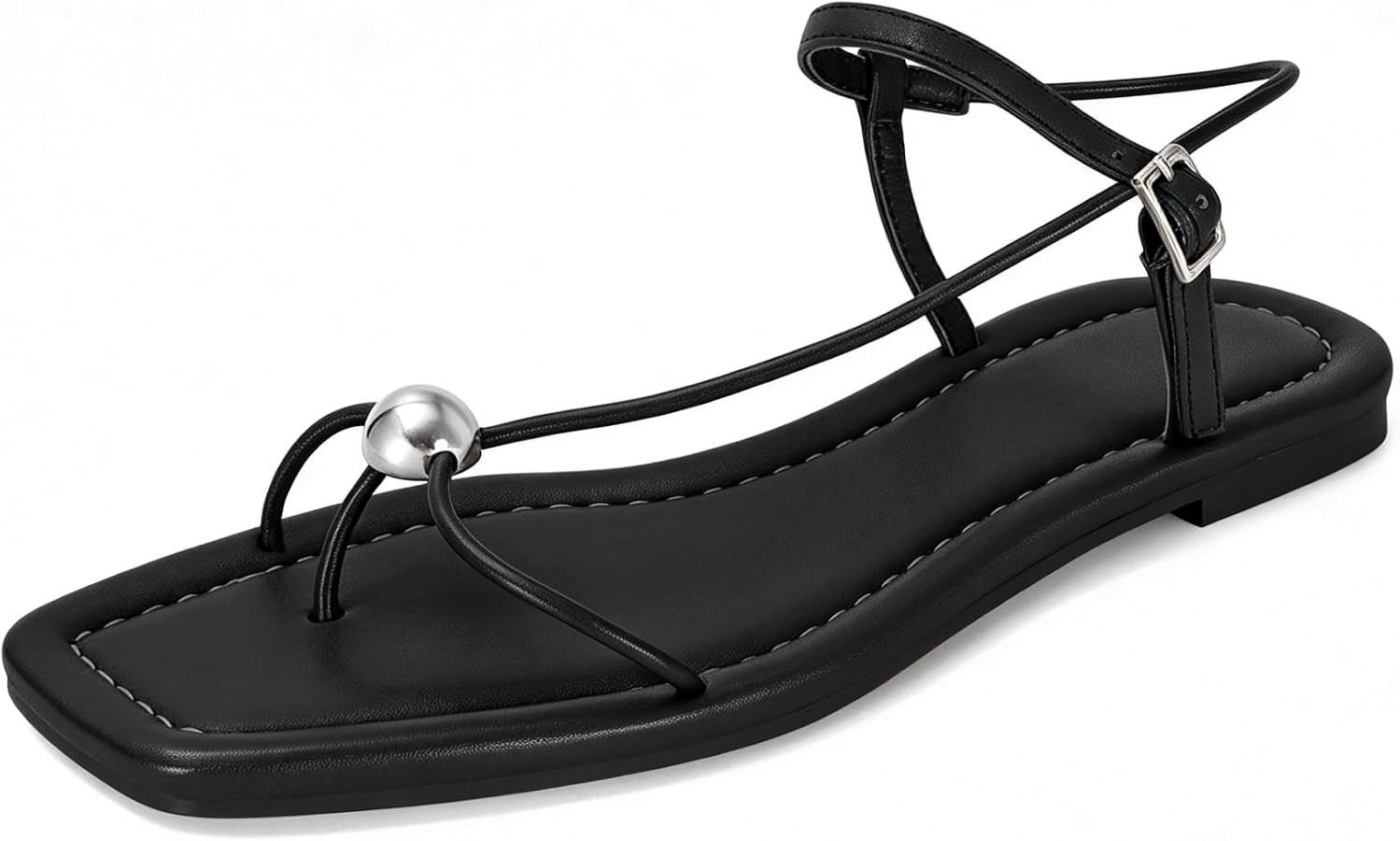 Strappy Flat Sandals for Women Comfortable Dressy Summer Beach Thong Flip Flop Slide Sandals with... | Amazon (US)