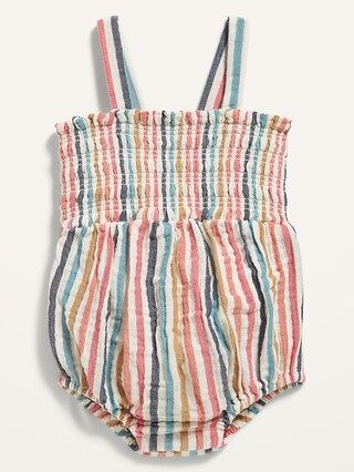 Sleeveless Smocked-Bodice Striped Romper for Baby | Old Navy (US)