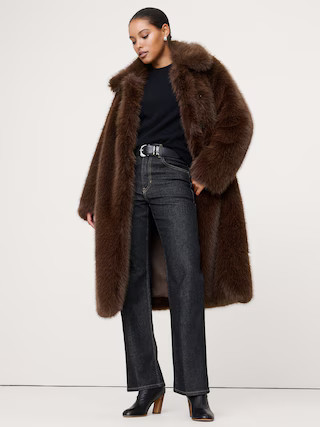 Faux Fur Long Coat | Banana Republic (US)