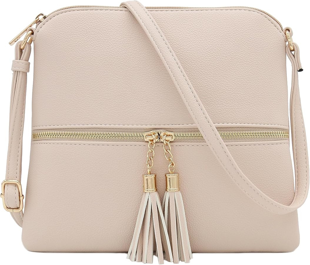 DELUXITY Lightweight Medium Crossbody Bag with Tassel | Amazon (US)