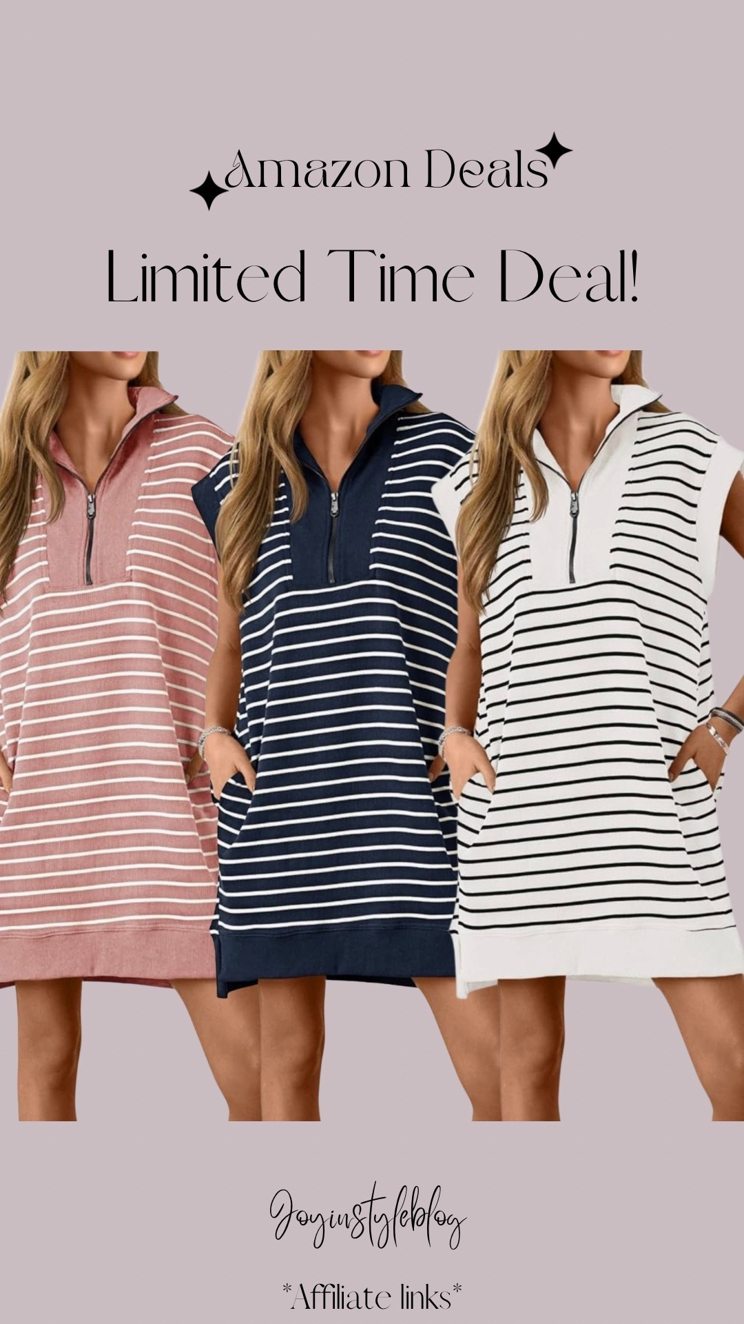 Amazon Wenrine Womens Striped Mini Dress Casual Zipper Cap Sleeve Collared V Neck Loose Knit Summer Dresses

#LTKSeasonal #LTKSaleAlert #LTKTravel