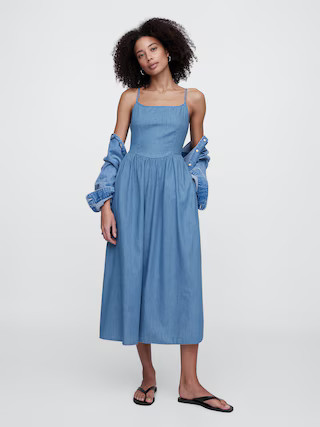 Denim Scoopneck Midi Dress | Gap Factory