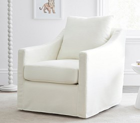 Ayden Slipcovered Swivel Glider | Pottery Barn Kids