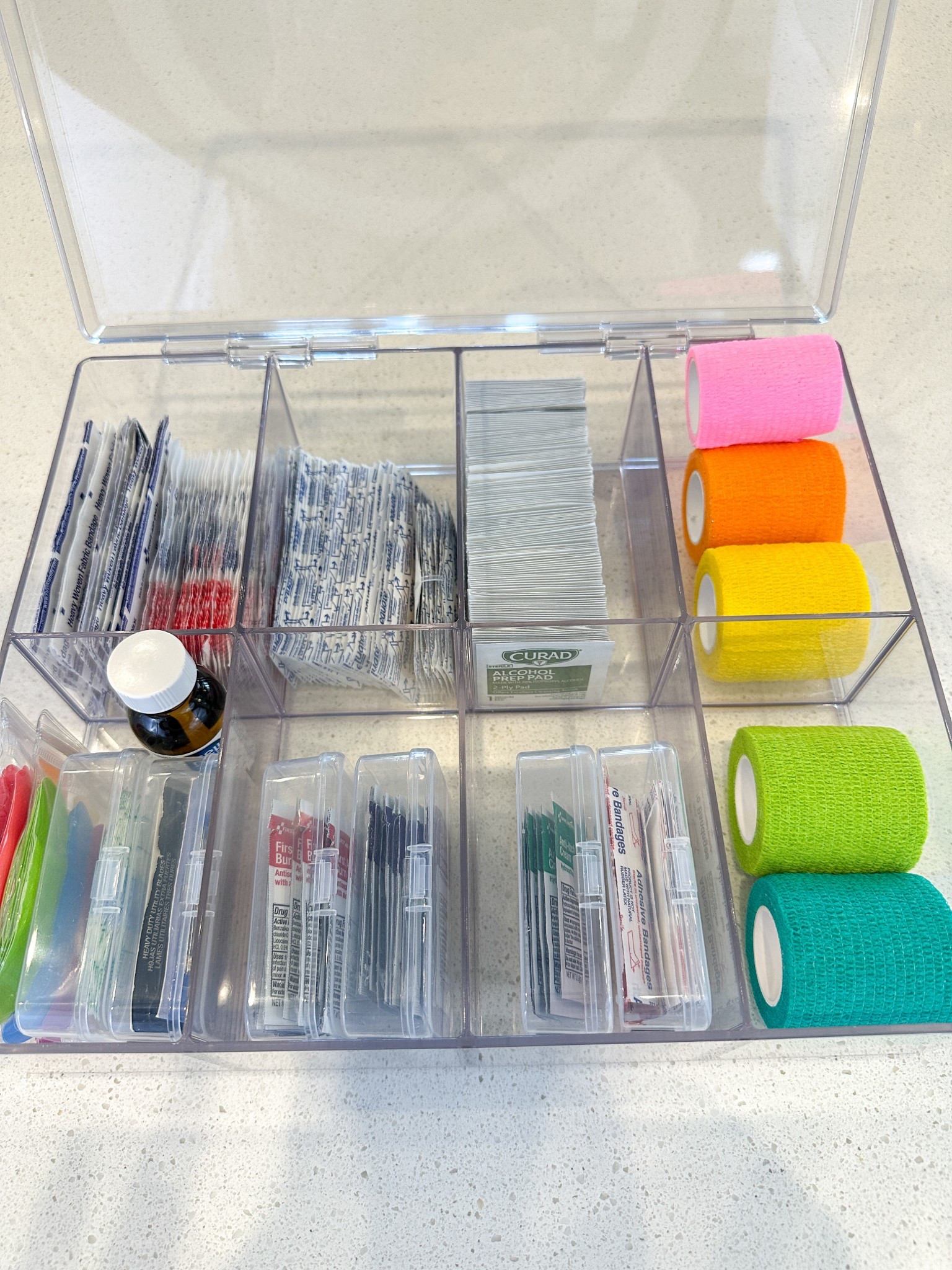 A simple first aid setup that actually stays organized. Clear containers make it easy to see what we have on hand, and keeping everything sorted means no digging when you need something quickly. One of those small systems that makes everyday life run smoother.

first aid organization, medicine cabinet organization, home organization ideas, clear storage containers, family organization, bathroom drawer organization, pantry containers, organized home essentials

#LTKSeasonal #LTKselfcare #LTKmomlife