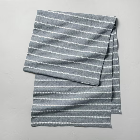 Oversized Dobby Rib Stripe Table Runner Faded Blue - Hearth & Hand™ with Magnolia | Target