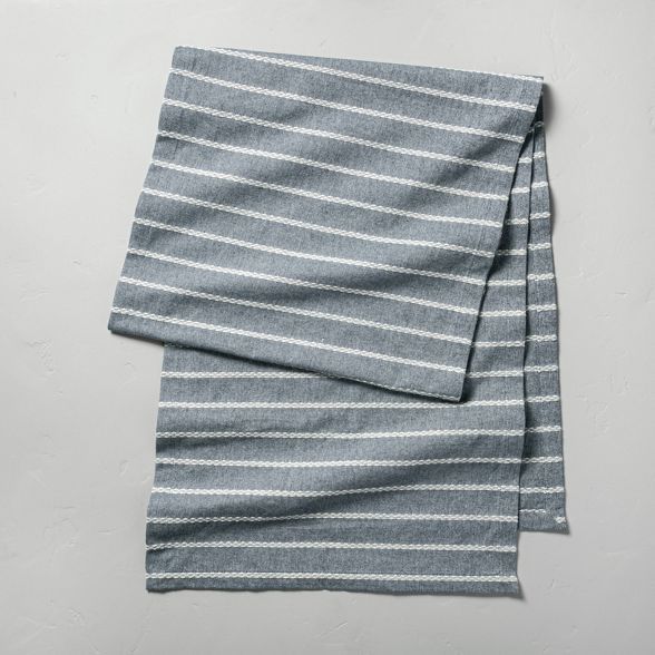 Oversized Dobby Rib Stripe Table Runner Faded Blue - Hearth & Hand™ with Magnolia | Target