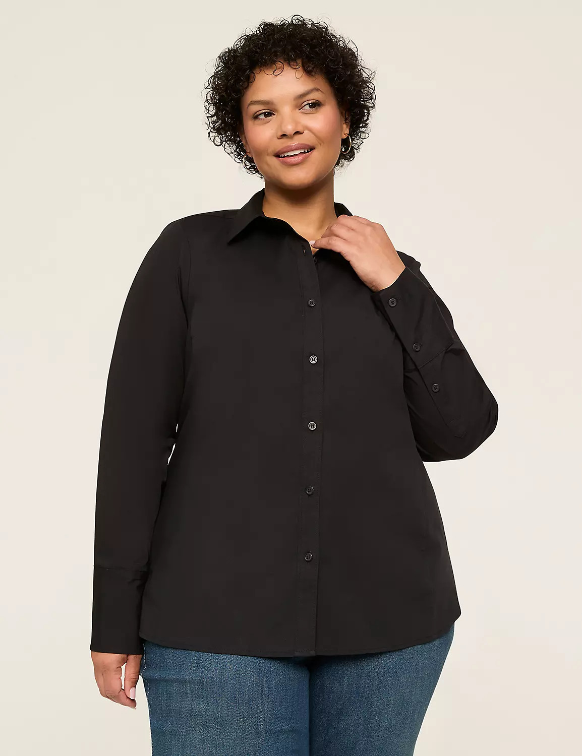 Button-Front No-Peek Girlfriend Shirt | LaneBryant | Lane Bryant (US)