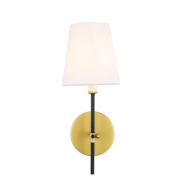 Living District LD6004W6BRBK Mel 1 Light Brass, Black & White Shade Wall Sconce - Walmart.com | Walmart (US)