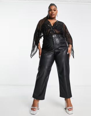 Frock and Frill Plus premium embellished kimono sleeve bodysuit in black | ASOS (Global)