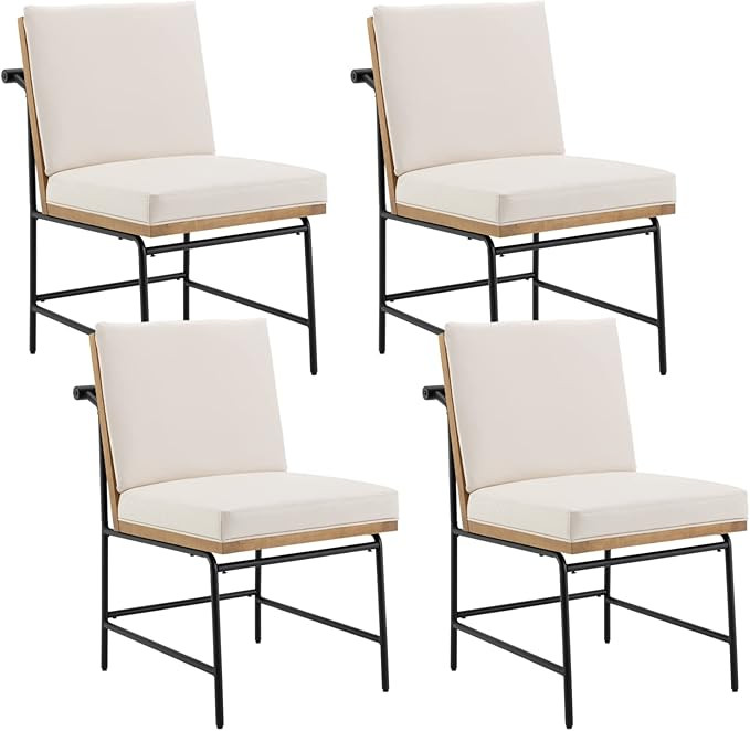 HEAH-YO Modern Dining Chairs Set of 4, PU Leather Upholstered Dining Chairs with Backrests, Armle... | Amazon (US)