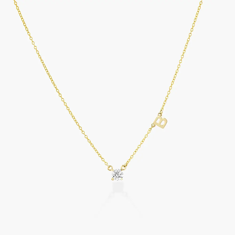 Inez Initial Necklace With 0.3 ct Premium Diamond - Solid Gold | Oak & Luna (US)