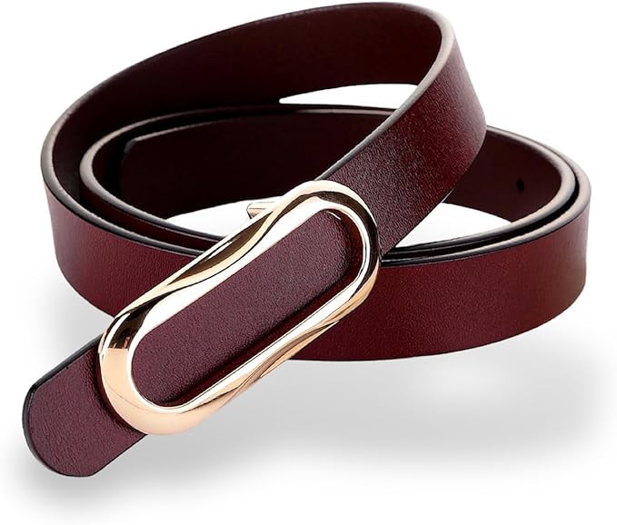 Women's Leather Belts Durable Waist Belt Oval Solid Gold Buckle Width 0.80" Waistband For Pants, ... | Amazon (US)