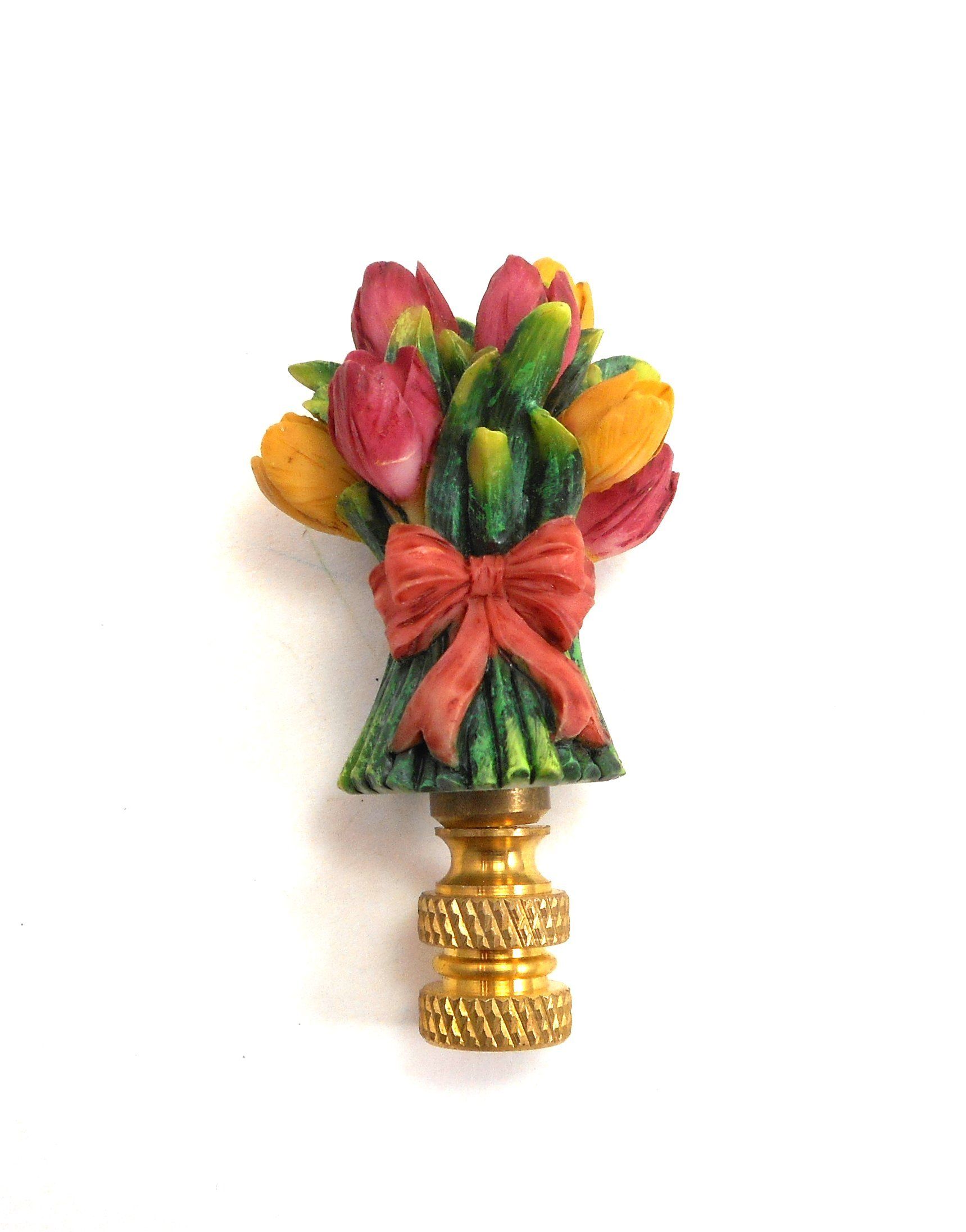 Tulip Bouquet 3" Hand-painted Decorative Lamp Finial w/ Brass Hardware | Amazon (US)