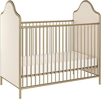 Little Seeds Piper Upholstered Metal Crib, Gold | Amazon (US)