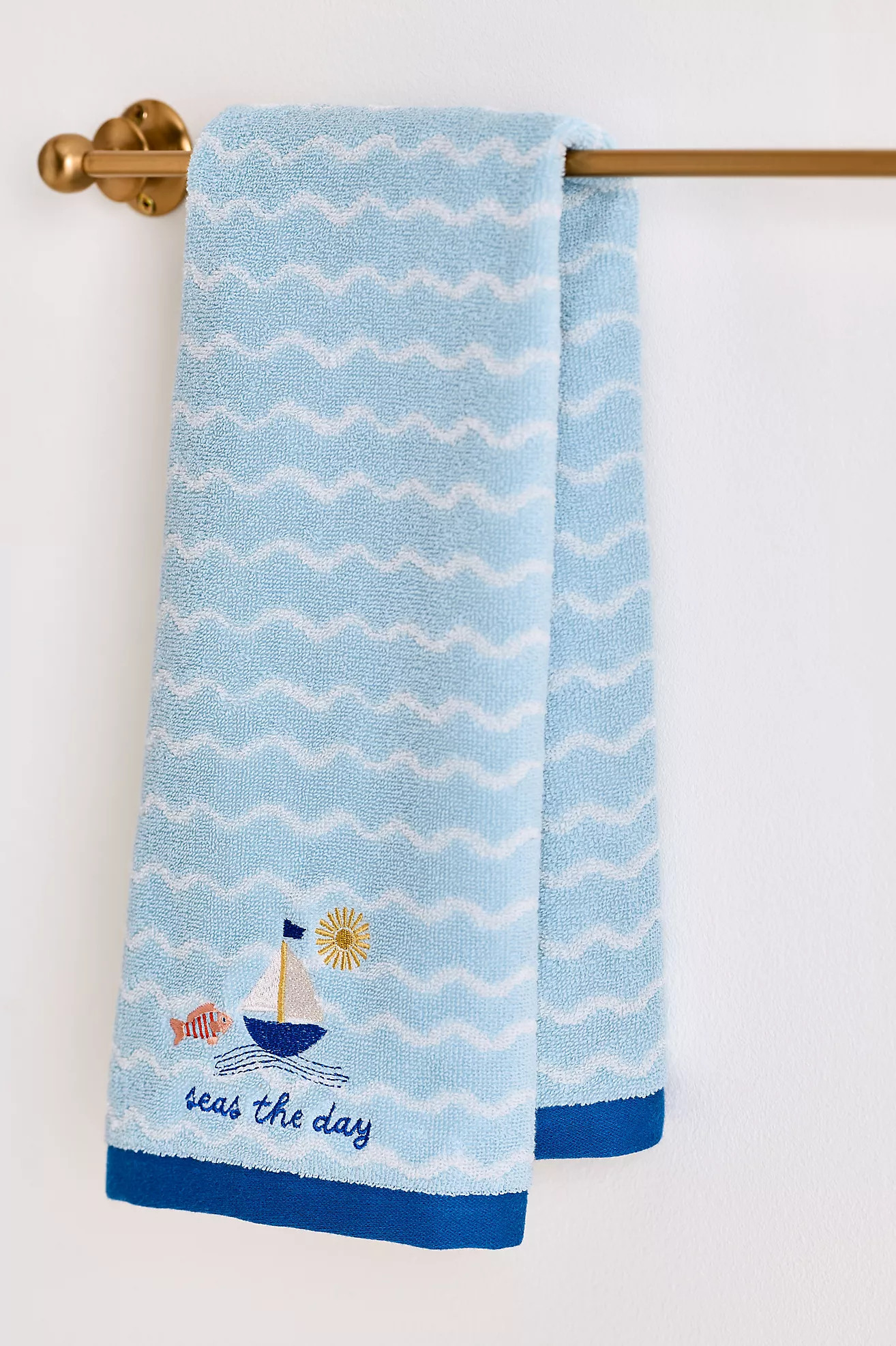 Seaside Cotton Embroidered Icon Hand Towels | Anthropologie (US)