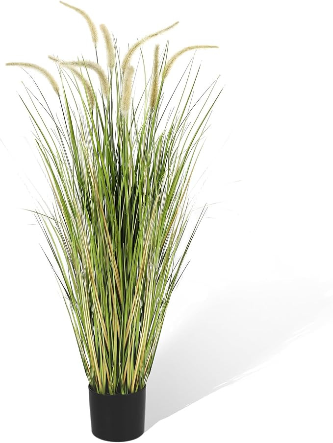 KOL Artificial 4ft Horsetail Reed Grass, 47.2in Artificial Indoor Outdoor Fake Grass Plant, Home ... | Amazon (US)