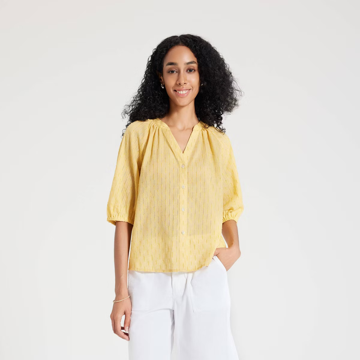 Women's Elbow Sleeve Button-Down Blouse - Universal Thread™ | Target