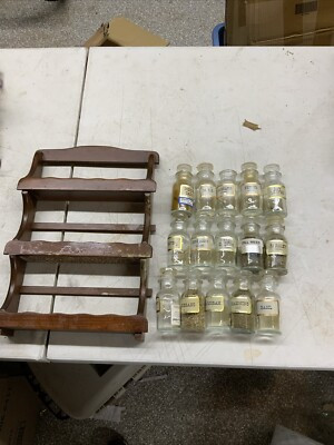 John Wagner Vintage Wood Spice Rack With 15 Bottles Glass Tops Original  | eBay | eBay US