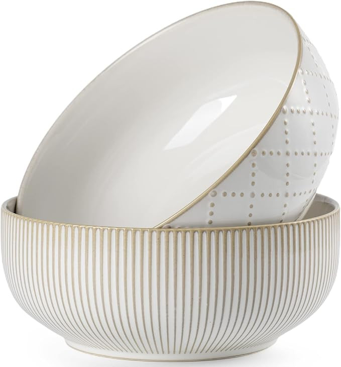 getstar Large Serving Bowls (8 inch & 60 fl oz), Ceramic Salad Bowl Set of 2, Microwave and Dishw... | Amazon (US)