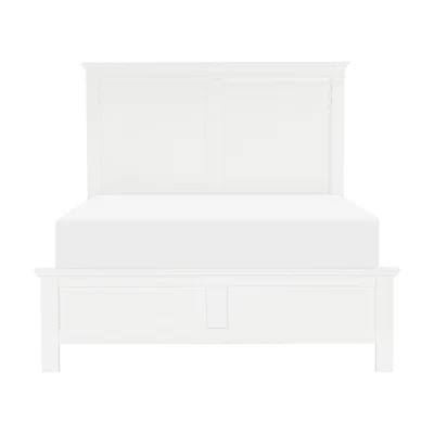 White Finish Queen Bedroom Bed - Transitional Panel With Headboard & Rails In Design Wood Headboard, | Wayfair North America