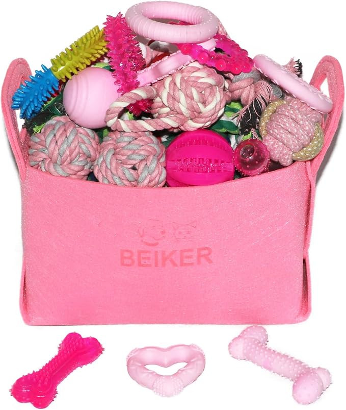 Beiker 20 Pack Pink Puppy Chew Toys, Dog Teething Toys for Puppies | Amazon (US)