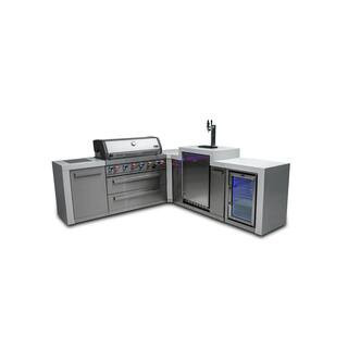 Deluxe Series 6-Burner Outdoor Kitchen Propane Natural Gas Grill Island with Kegerator & Refrigerator in Stainless Steel | The Home Depot