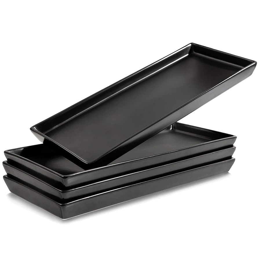 Home Beets Matte Black Ceramic Serving Platters (14 x 6 Inch Rectangle Plates) Serving Dishes for... | Amazon (US)
