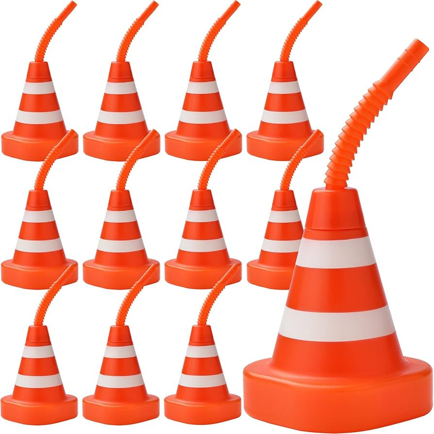 ALINK 12 Pack Construction Cone Cups with Straws, 10 oz Race Car Traffic Cones Party Favor Cups f... | Amazon (US)