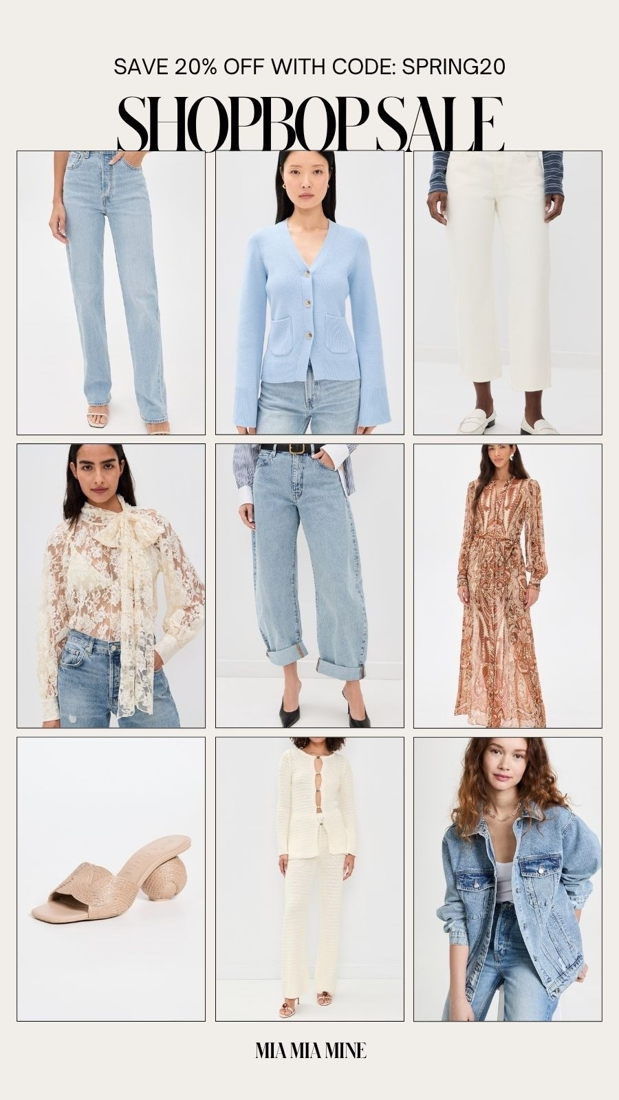 Shopbop spring sale
Save 20% off spring denim, spring dresses, shoes and accessories to carry your wardrobe! Use code: SPRING20

Spring outfit ideas, spring break, Easter outfits, beach vacation outfit 


#LTKSeasonal #LTKSaleAlert #LTKTravel