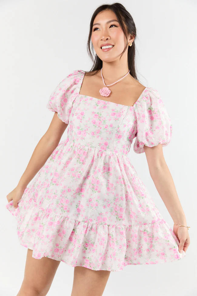 Vintage Floral Ideas Pink Mini Dress | Pink Lily