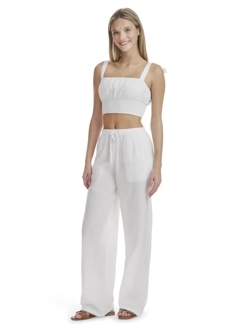 Mills by Millie Bobby Brown Women's Wide Leg Seersucker Palazzo Pants, Sizes XXS-XXL | Walmart (US)