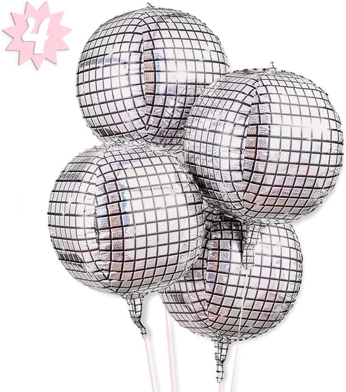 xo, Fetti Disco Ball Foil Balloons - 4 pk, 22" | Bachelorette Party Decorations, Last Disco, Birt... | Amazon (US)