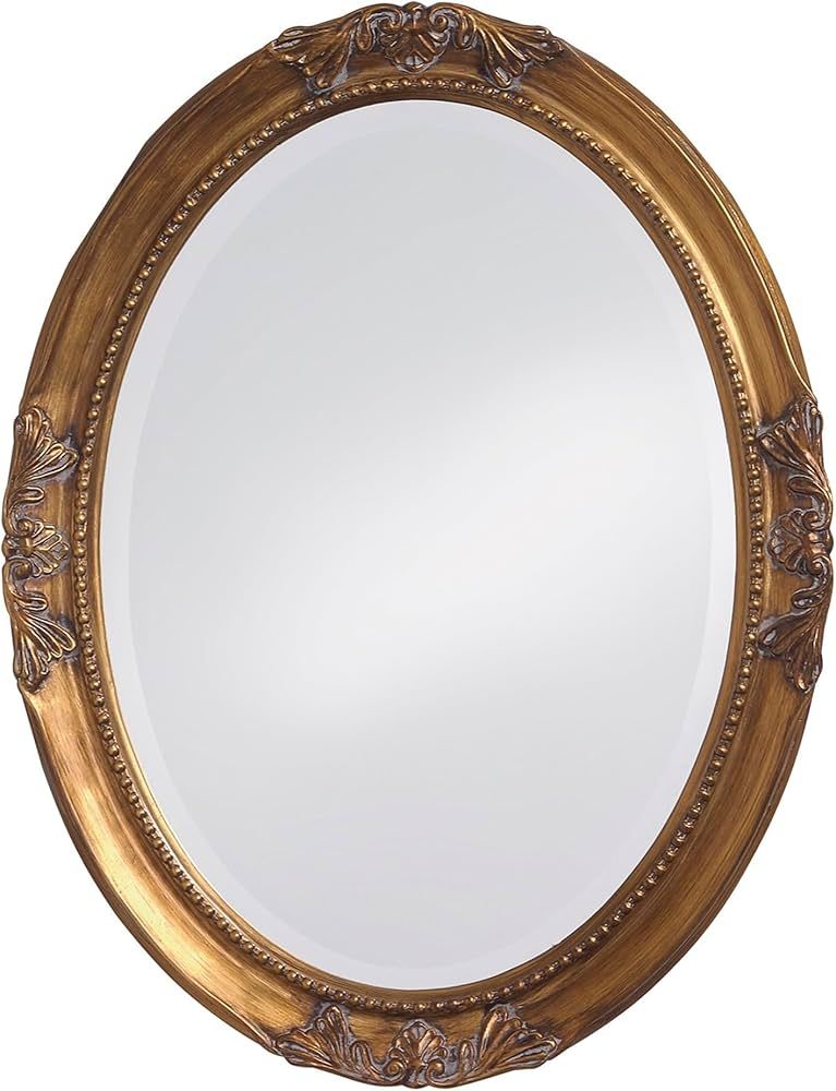 Howard Elliott Queen Ann Oval Antique Gold Leaf Wall Mirror, Oval Bevelled Hanging Wood Framed Va... | Amazon (US)