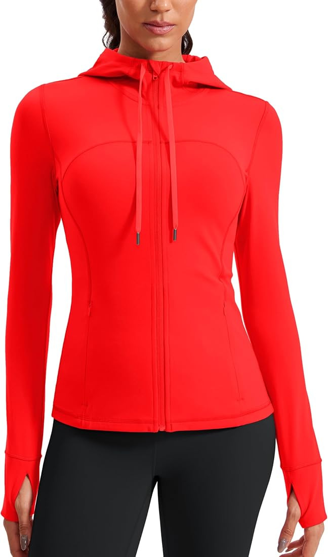 CRZ YOGA Butterluxe Womens Hooded Workout Jacket - Zip Up Athletic Running Jacket with Back Mesh ... | Amazon (US)