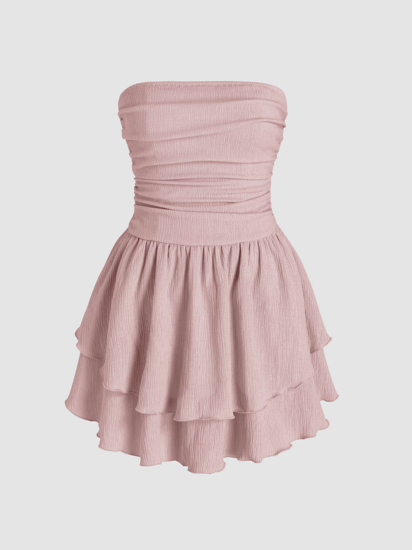 French Riviera Vacation Tube Ruched Ruffle Mini Dress | Cider
