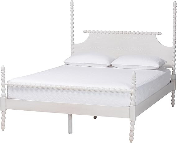Baxton Studio Caliana Bobbin Four-Poster Platform Bed - Wooden Bed Frame with Turned Spindle Post... | Amazon (US)
