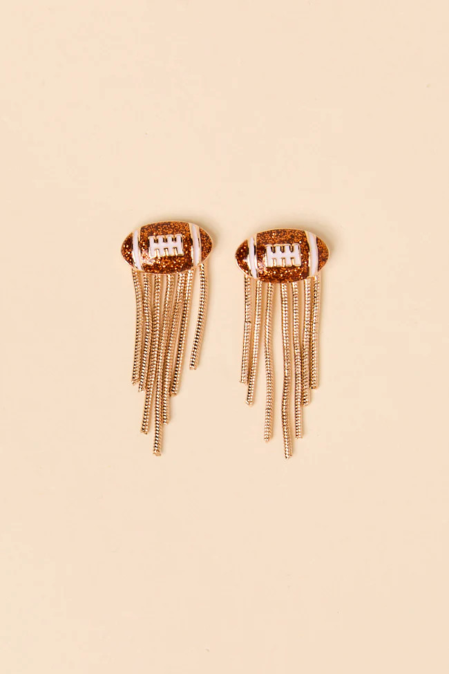 Jackson Brown Football Fringe Earrings | Pink Lily